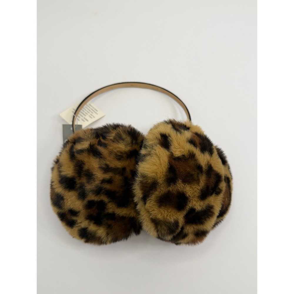 Aerie Leopard Print Faux Fur Earmuffs Brown Tan Black Winter Accessory NWT Boho